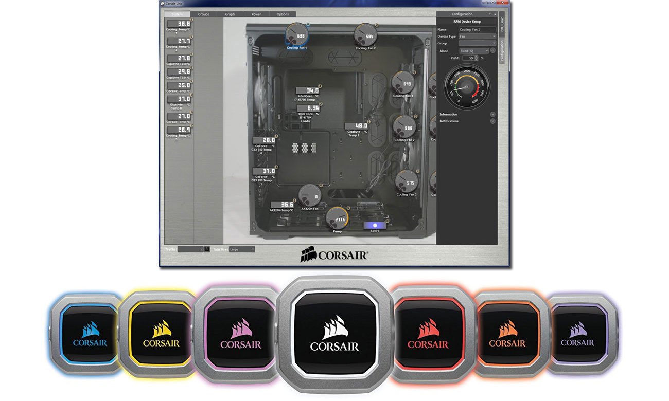 Corsair Hydro Series H115i Pro Komunikacja Corsair Link