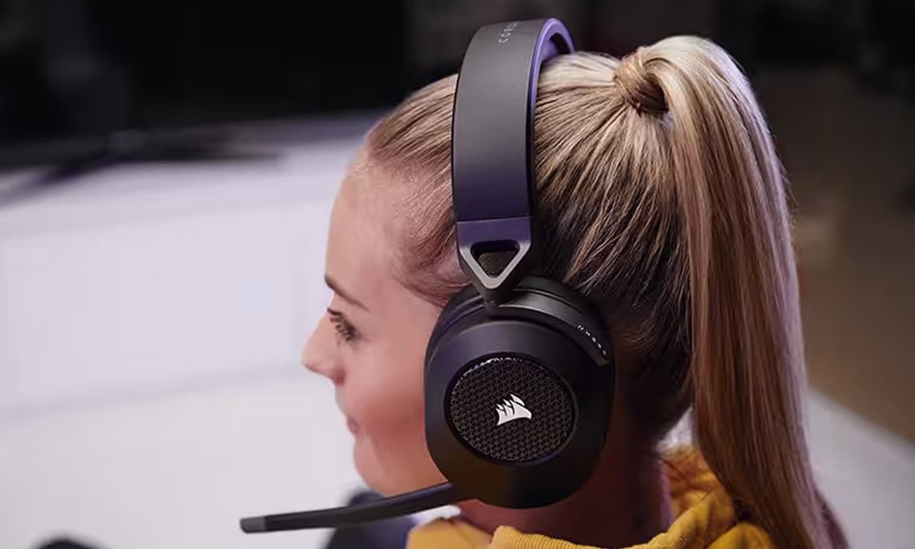 Bezprzewodowy zestaw słuchawkowy Corsair HS65 Wireless Carbon - Technologia dźwięku przestrzennego Dolby Audio 7.1