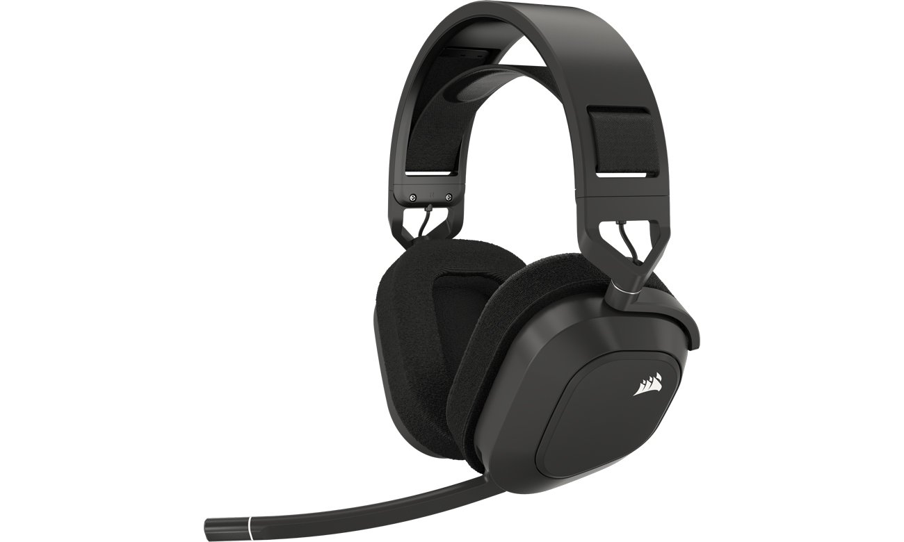 Słuchawki bezprzewodowe Corsair HS80 MAX Wireless Grafitowe - Widok od przodu pod kątem
