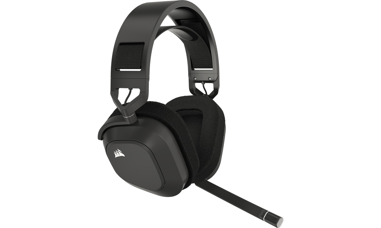 Słuchawki bezprzewodowe Corsair HS80 MAX Wireless Grafitowe - Widok od przodu pod kątem