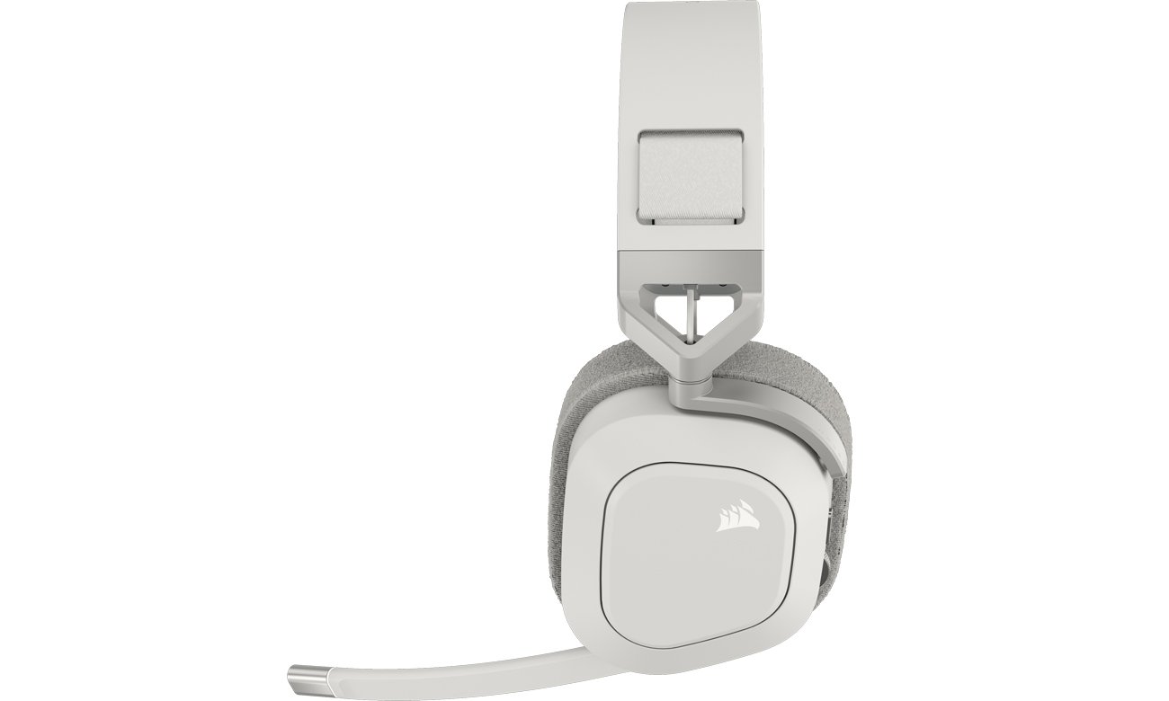 Słuchawki bezprzewodowe Corsair HS80 MAX Wireless Białe - Widok lewego boku