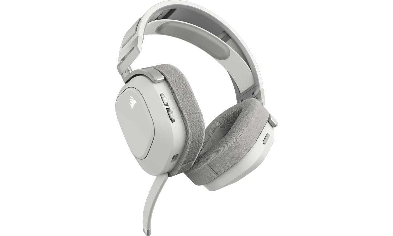 Słuchawki bezprzewodowe Corsair HS80 MAX Wireless Białe - Widok od dołu pod kątem