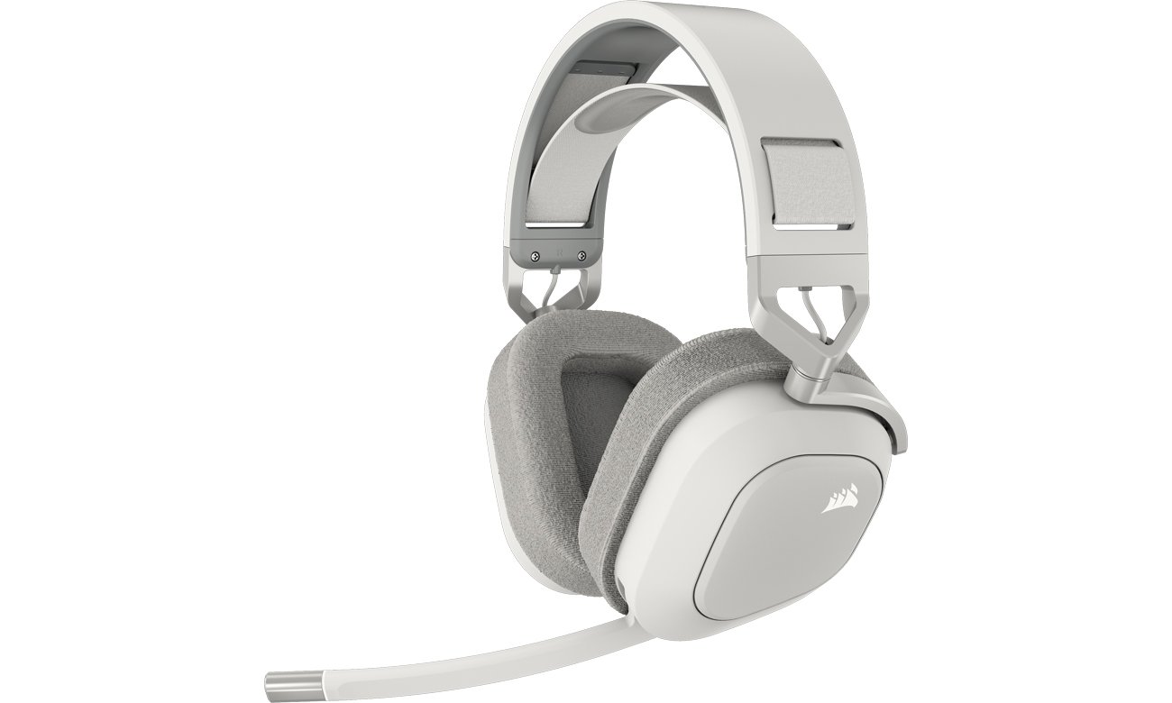 Słuchawki bezprzewodowe Corsair HS80 MAX Wireless Białe - Widok od przodu pod kątem