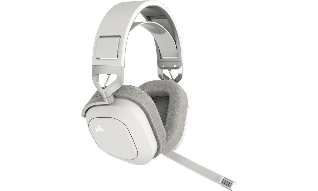 Słuchawki bezprzewodowe Corsair HS80 MAX Wireless Białe - Widok od przodu pod kątem