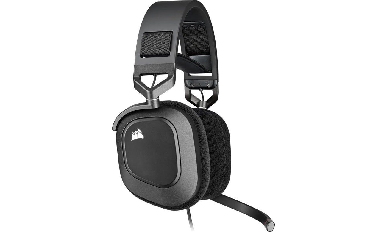 Zestaw słuchawkowy Corsair HS80 RGB USB White - Widok prawego boku z mikrofonem