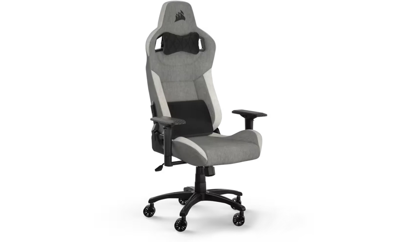 Fotel gamingowy Corsair T3 Rush (2023) Szaro-biały - Widok od przodu pod kątem