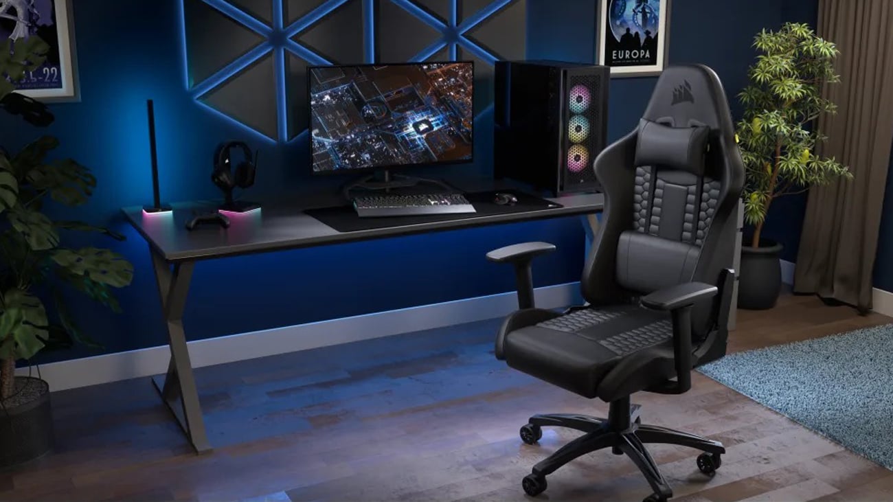 Fotel gamingowy Corsair TC100 RELAXED Leatherette Czarny - Grafika lifestyle