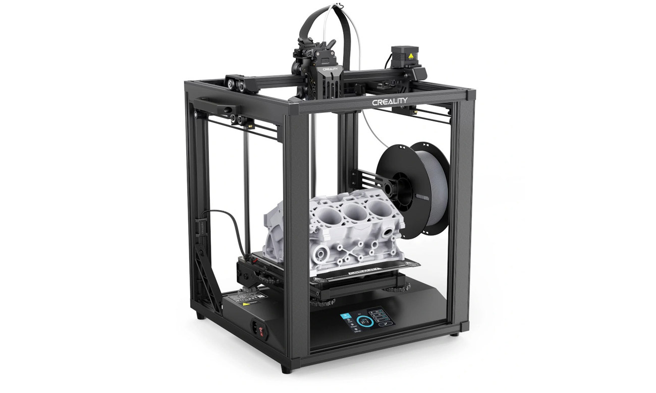 CREALITY Ender-5 S1 widok z boku pod kątem, drukowanie projektu