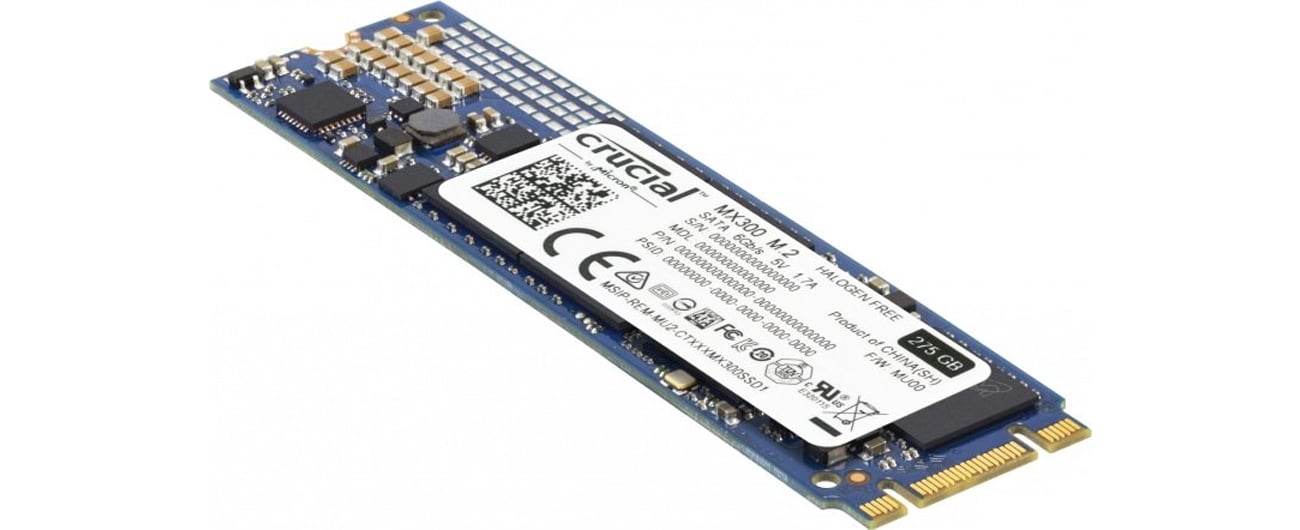 Dysk SSD M.2 Crucial 275GB MX300 widok z przodu