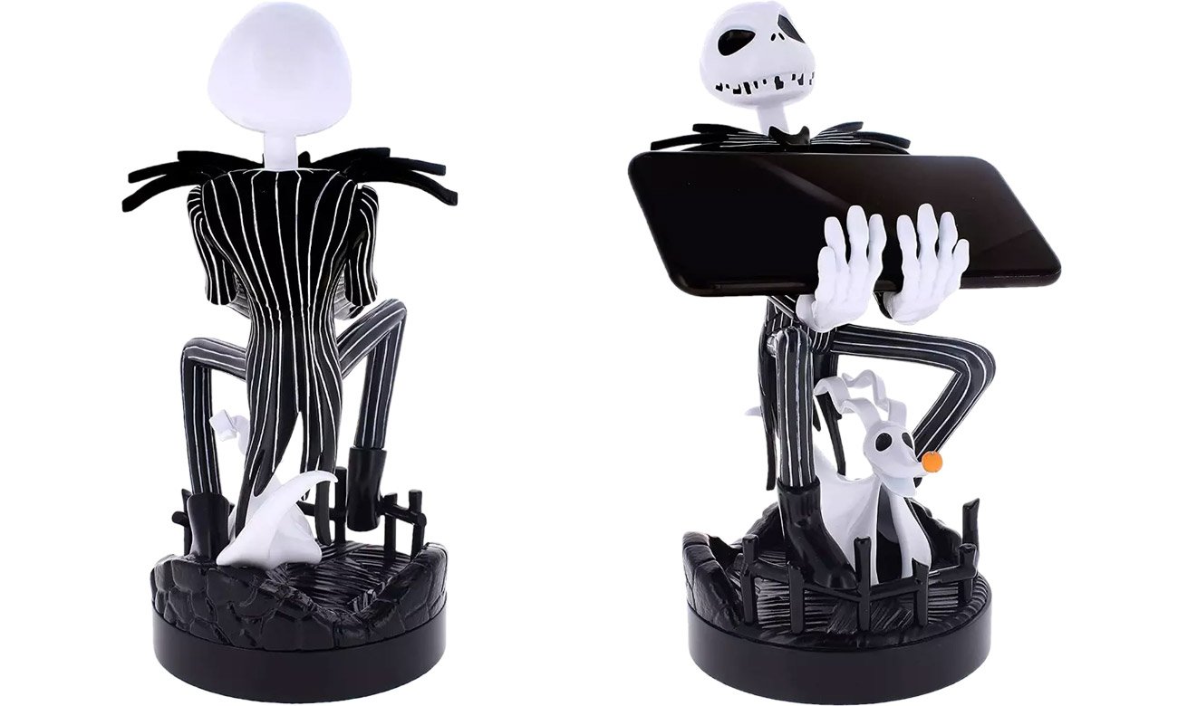 Figurka Jack Skellington Cable Guy - Widok od tyłu i od przodu wraz ze smartfonem