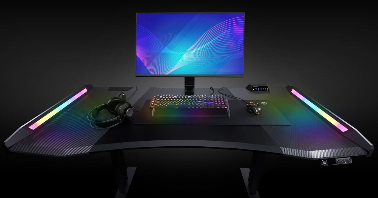 Biurko gamingowe Cougar E-MARS z elektryczną regulacją - Podświetlenie RGB