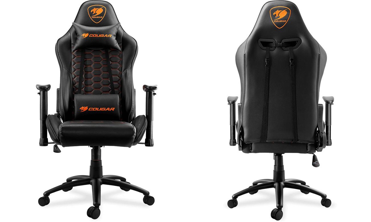 Fotel gamingowy Cougar Outrider Black - Widok od przodu i od tyłu