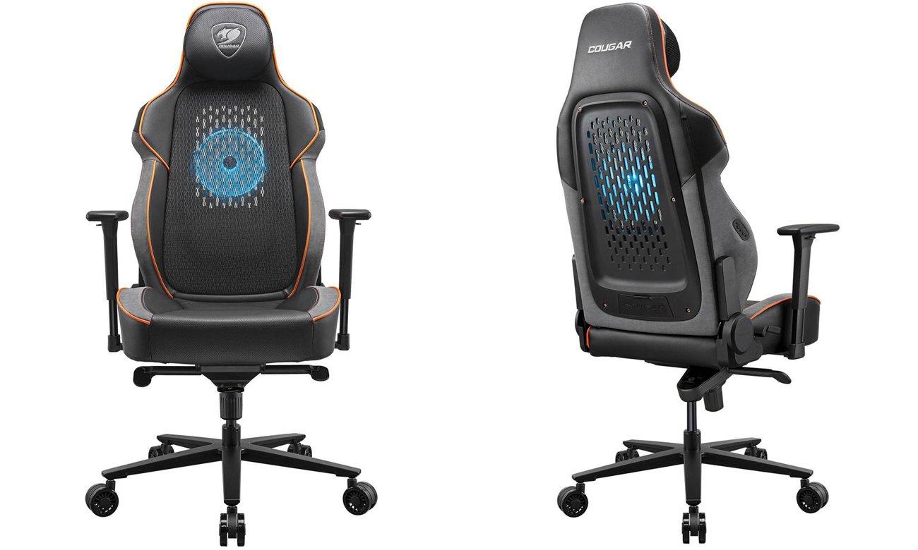 Fotel gamingowy Cougar NXSYS Aero Black/Orange- Widok od przodu i od tyłu pod kątem