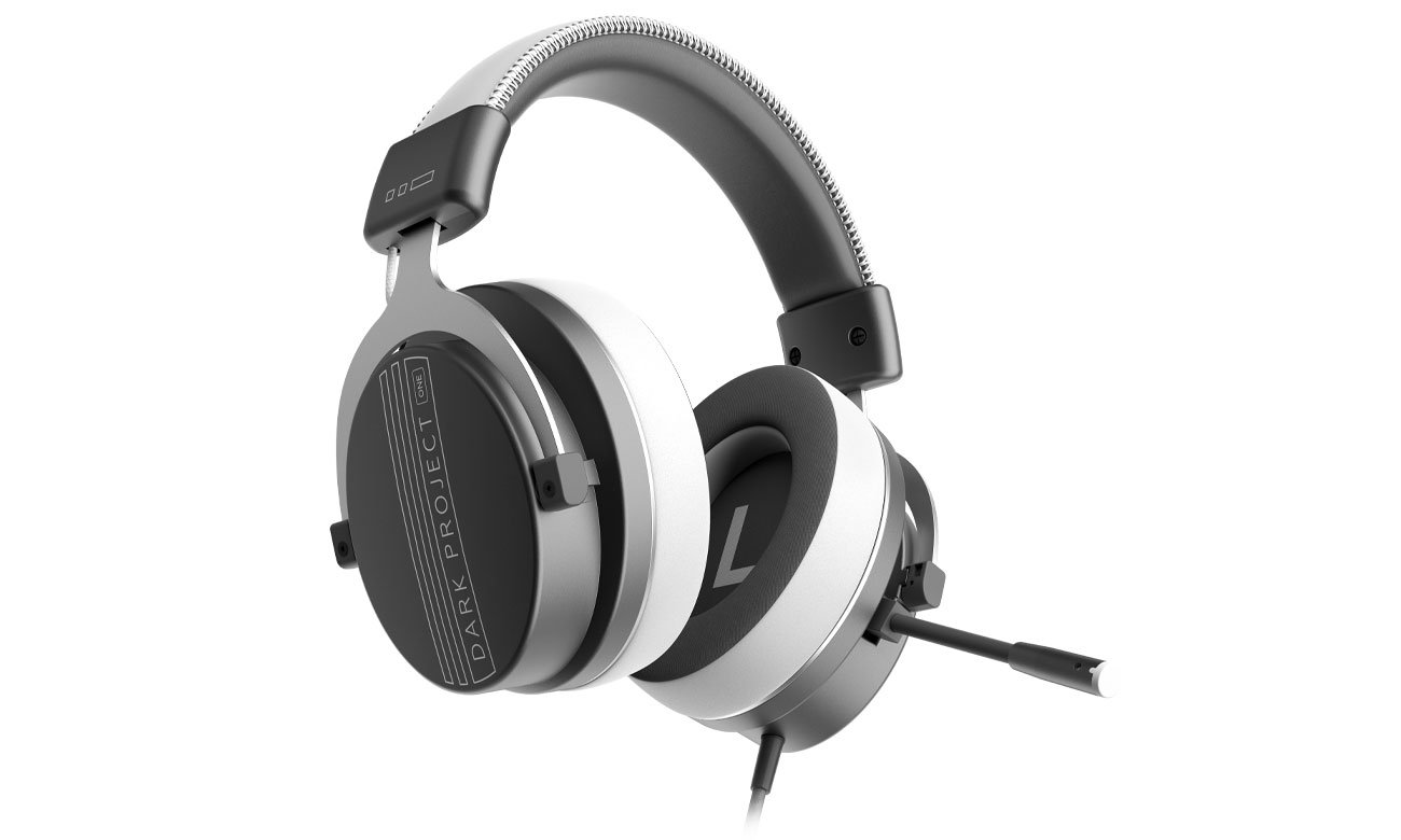 Słuchawki przewodowe Dark Project VEXO Wired Grey - Widok od przodu pod kątem