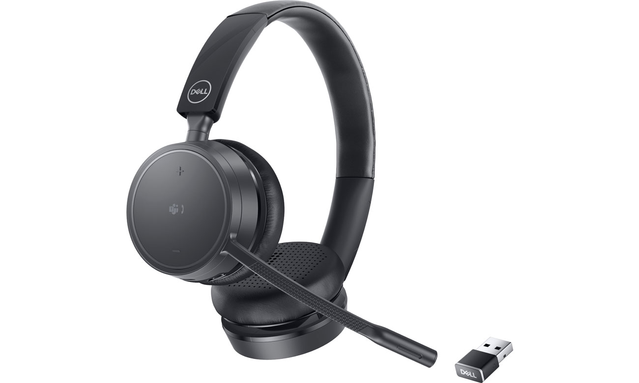 Bezprzewodowy zestaw słuchawkowy Dell Pro WL5022 - Widok od przodu pod kątem + adapter