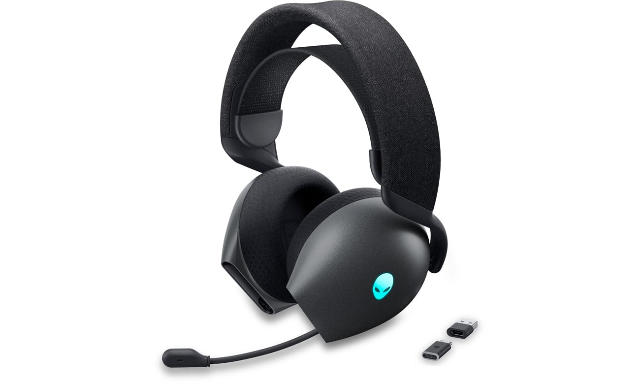 Zestaw słuchawkowy Dell Alienware Dual-Mode AW720H Dark Side of the Moon - Widok od przodu pod kątem