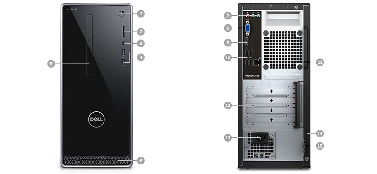 Dell Inspiron 3668 Złącza obudowy