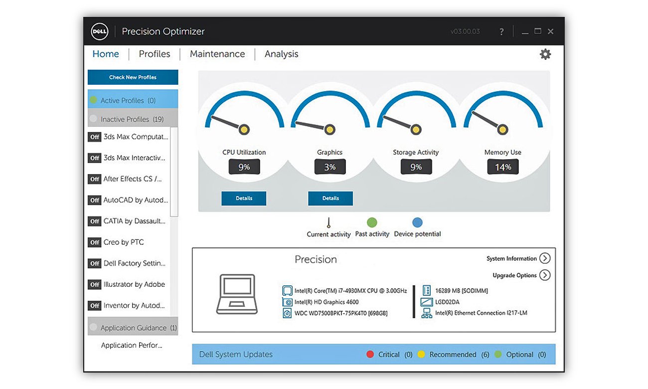 Dell Precision 3620 Skuteczna poprawa produktywności, Dell Precision Optimizer