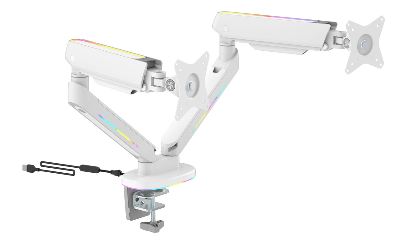 Uchwyt na 2 monitory Deltaco GAM-135-W RGB