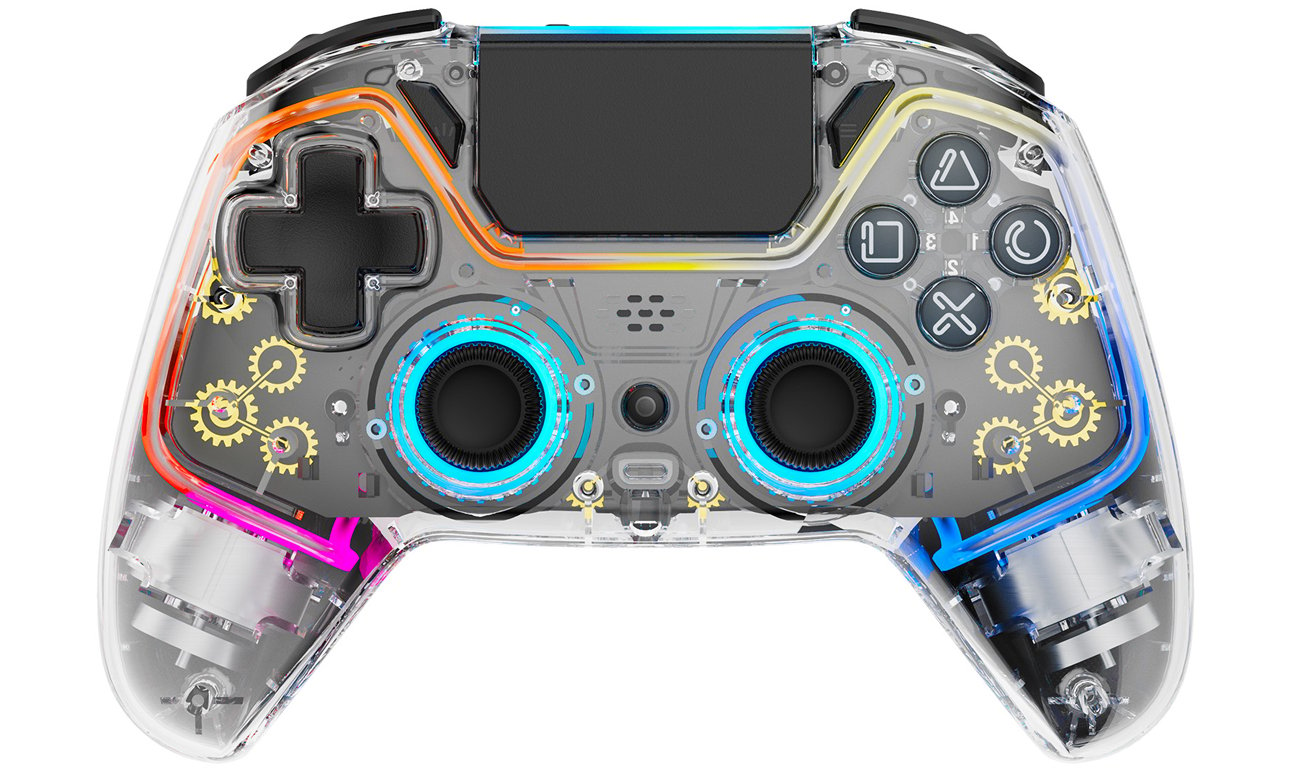 Drahtloser Controller Deltaco PS4 GAM-169-T Transparent RGB - Vorderansicht