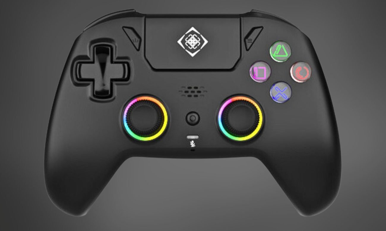 Kontroler Deltaco GAM-189 do PlayStation 5 - Widok od przodu, grafika z tłem