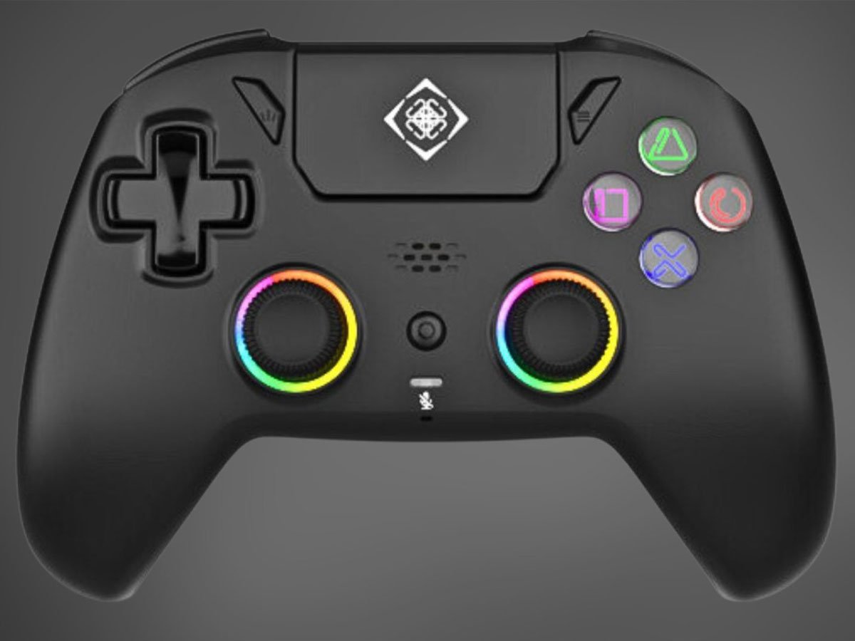 Kontroler Deltaco GAM-189 do PlayStation 5 - Widok od przodu, grafika z tłem