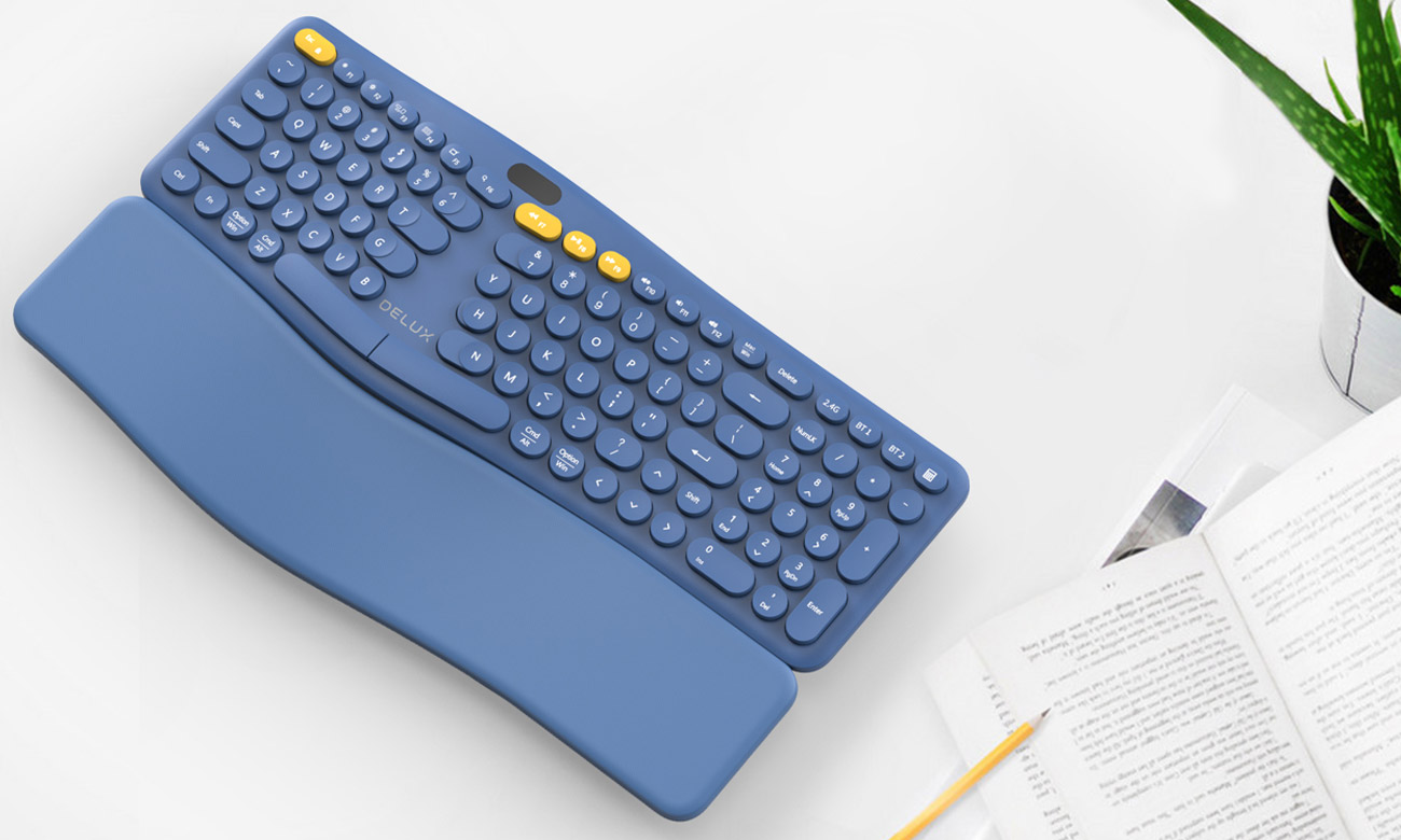 Klawiatura bezprzewodowa Delux GM903CV Niebieska - Widok od dołu pod kątem