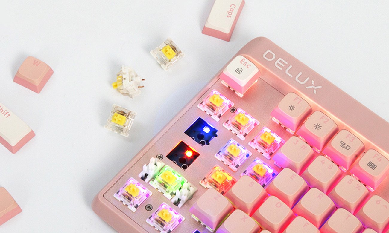 Delux KM18DB RGB żółte przełączniki Gateron G Pro