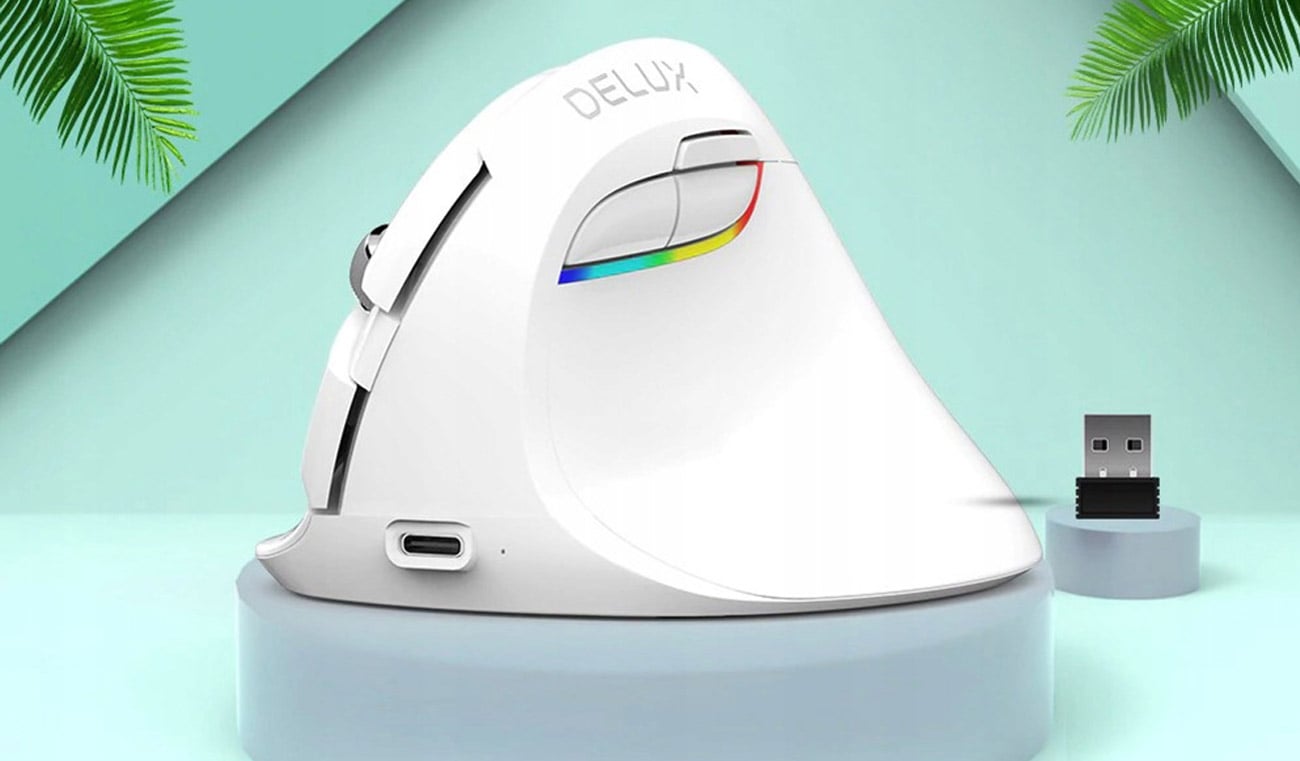 Mysz pionowa Delux M618Mini biała