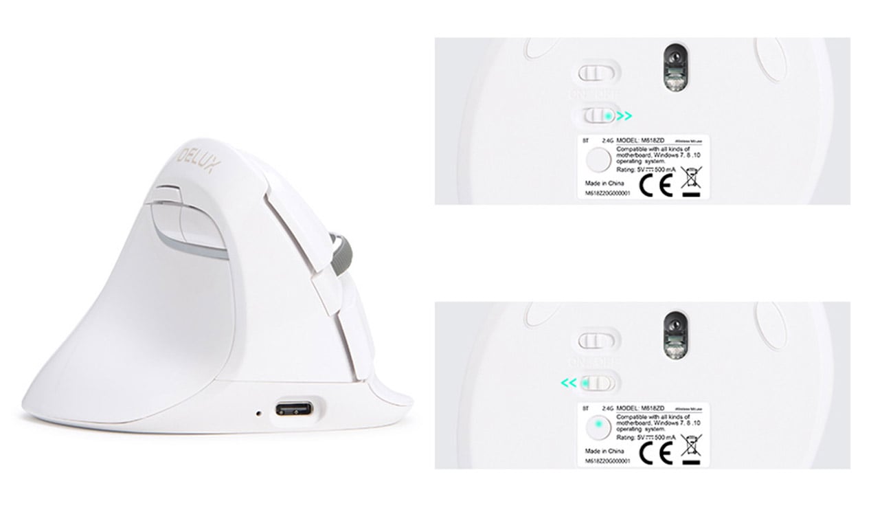 Mysz pionowa Delux M618ZD biała