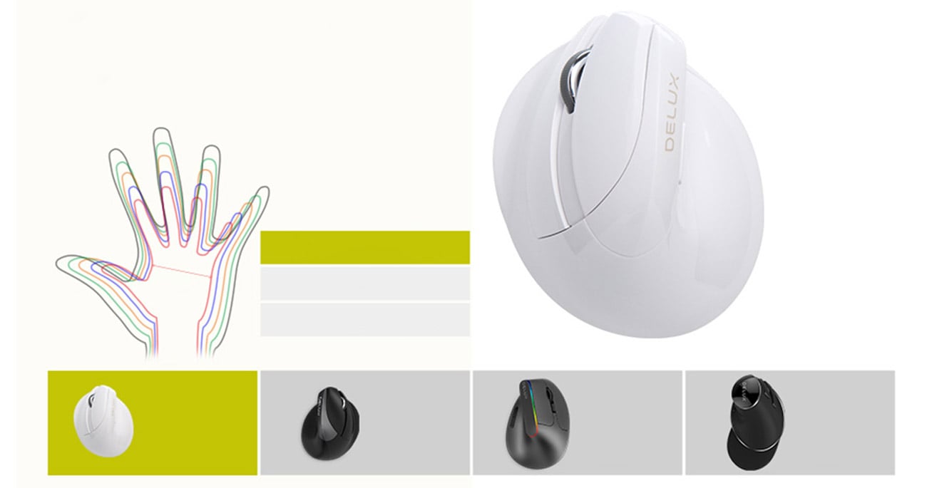 Mysz pionowa Delux M618ZD biała