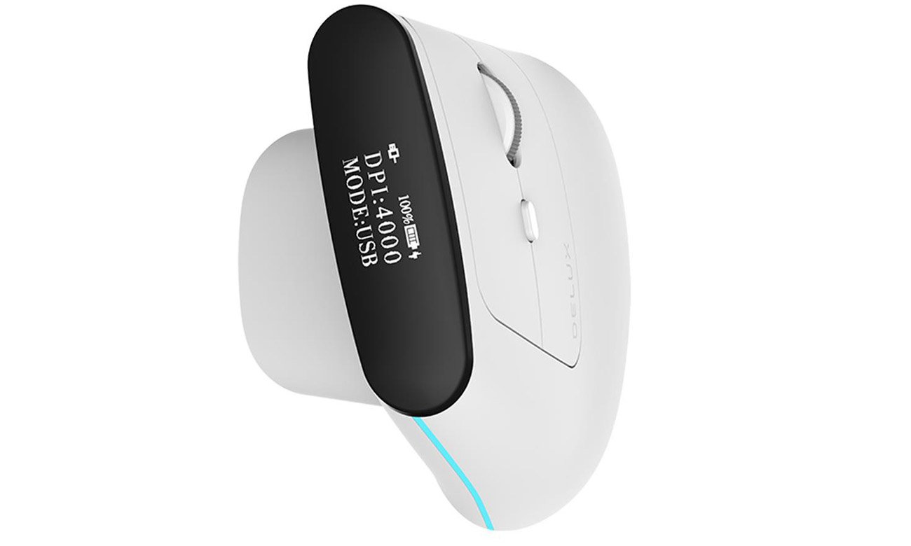 Delux Mysz pionowa MV6 DB BT+2.4G (Biała) - Myszki bezprzewodowe ...