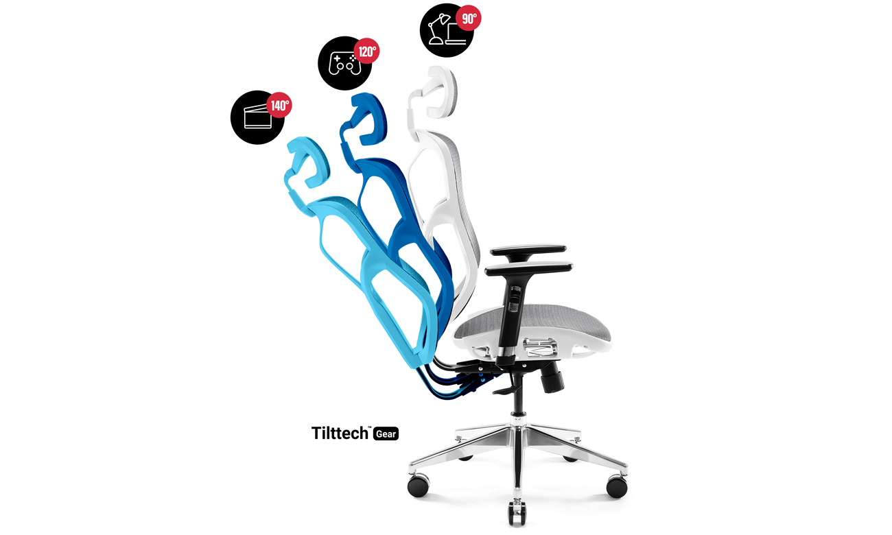 Fotel biurowy Diablo Chairs V-Basic Biało-szary - Dostosuj fotel do swoich potrzeb