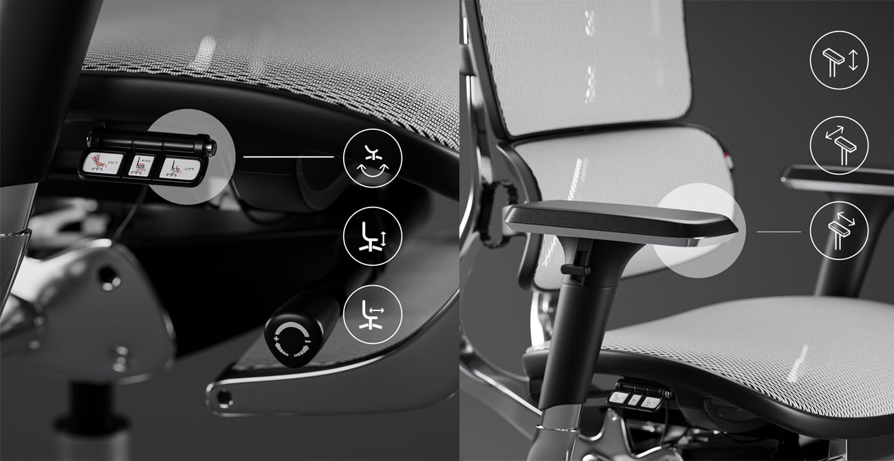 Fotel ergonomiczny Diablo Chairs V-Master Czarno-biały - Bogate opcje regulacji