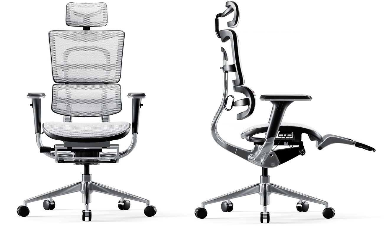 Fotel ergonomiczny Diablo Chairs V-Master Czarno-biały - Widok od przodu i z boku