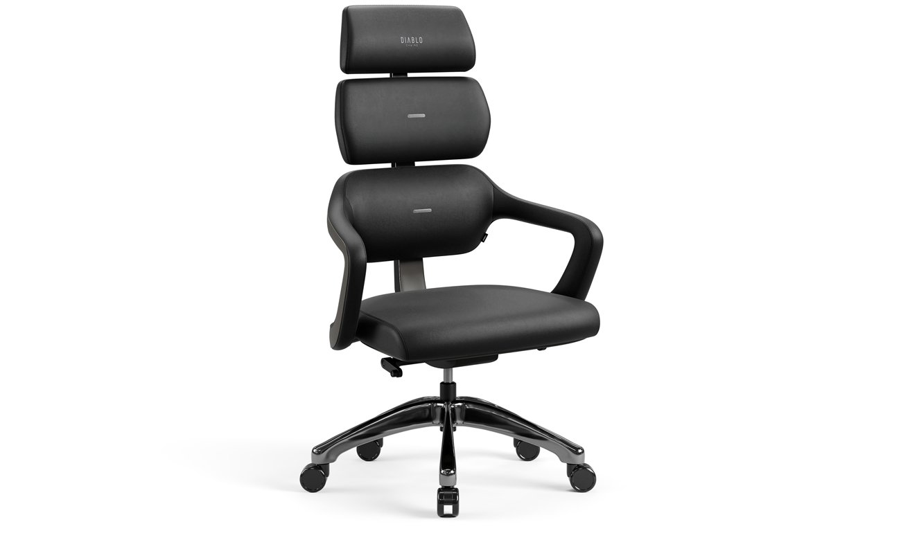 Fotel do gabinetu Diablo Chairs V-Modular Carbon Black - Widok od przodu pod kątem