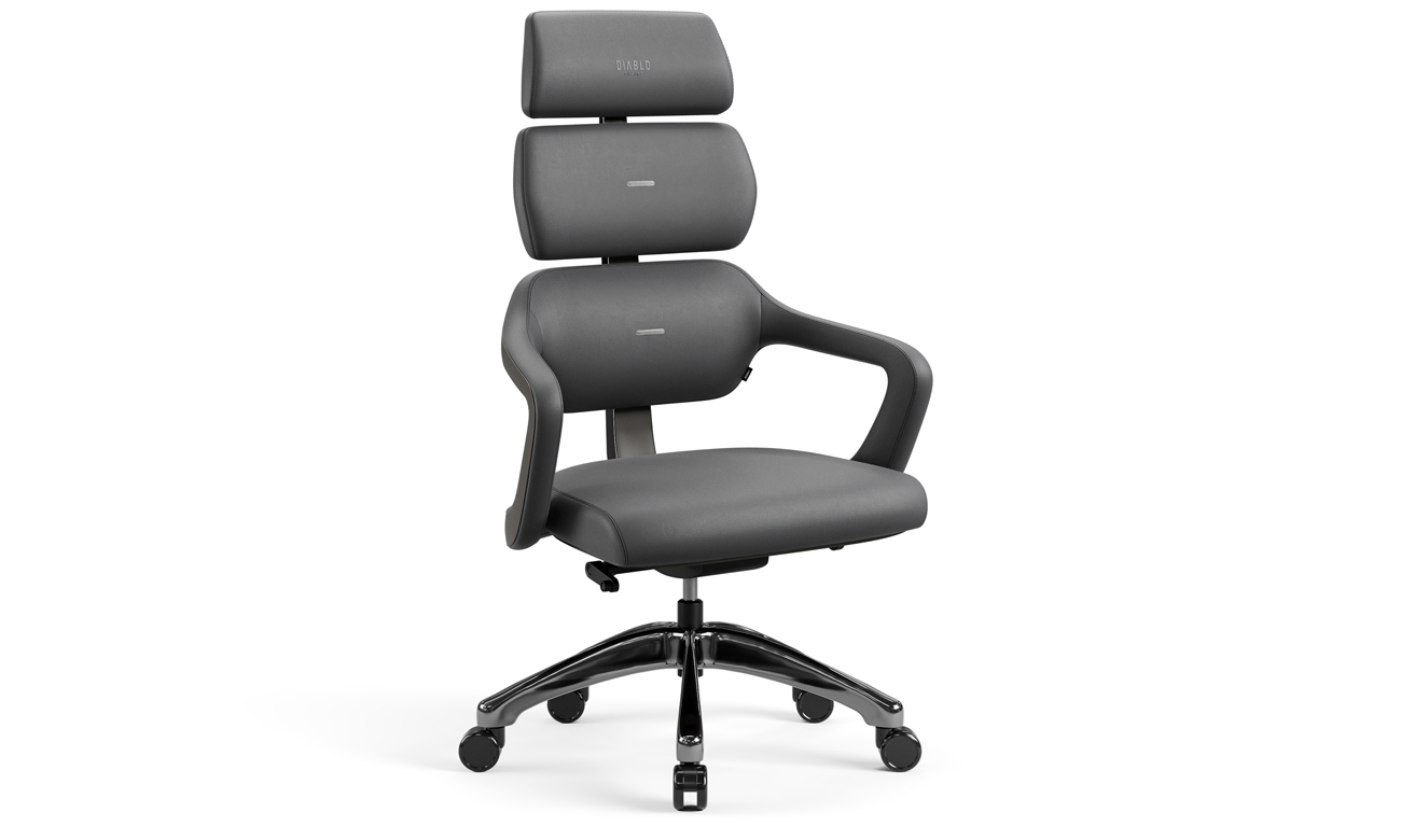 Fotel do gabinetu Diablo Chairs V-Modular Shadow Grey - Widok od przodu pod kątem