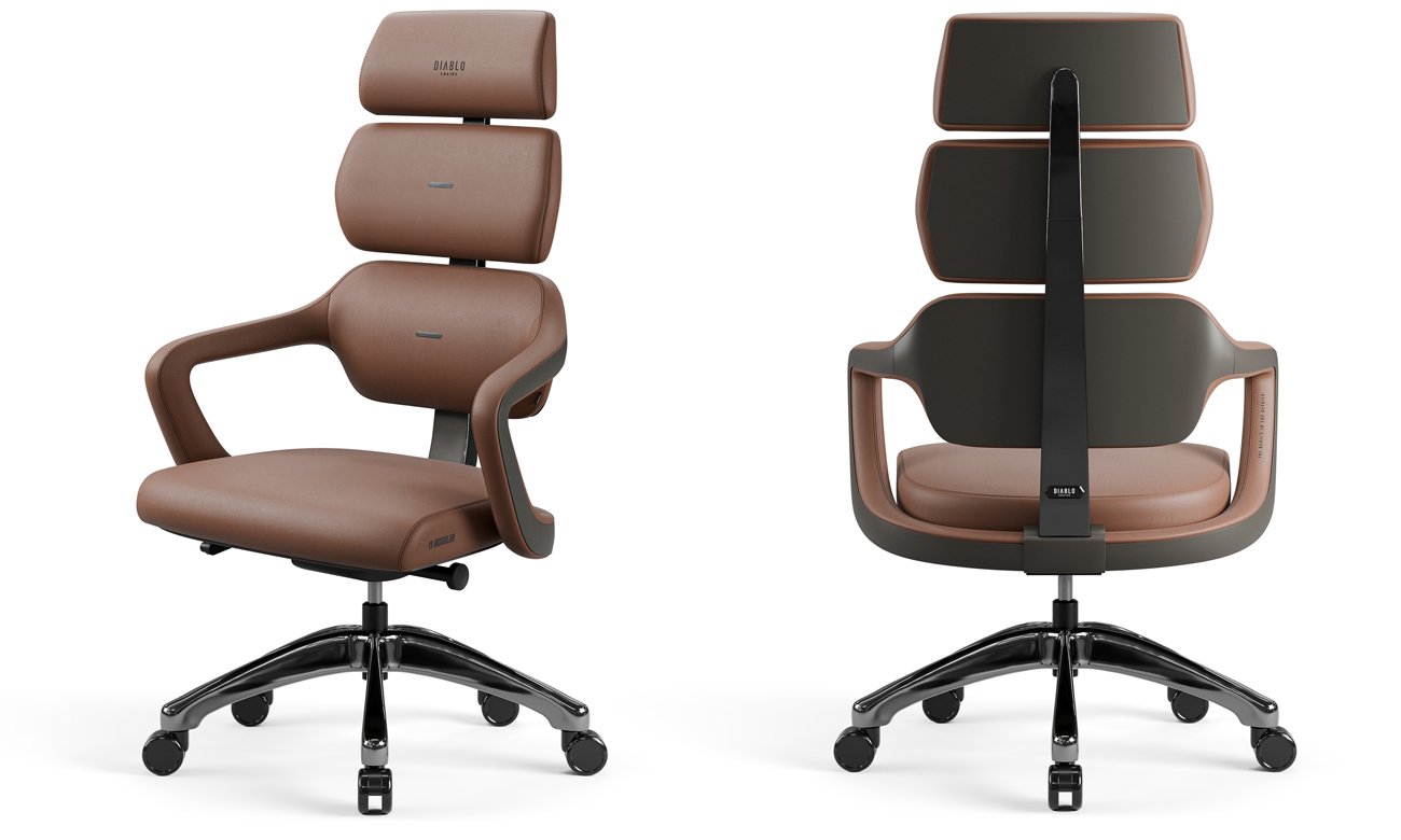 Fotel do gabinetu Diablo Chairs V-Modular Sugar Brown - Widok od przodu pod kątem i z tyłu