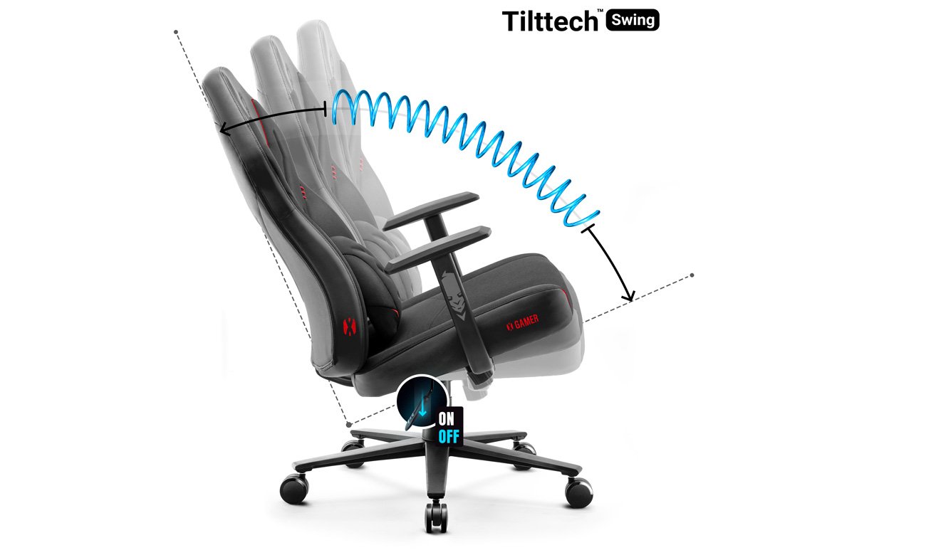 Fotel gamingowy Diablo Chairs X-Gamer 2.0 Czarny - Funkcja Tilttech Swing