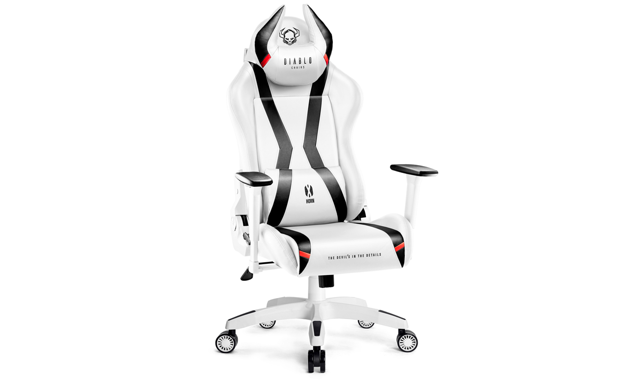 Fotel gamingowy Diablo Chairs X-Horn 2.0 Biało-czarny - Widok od przodu pod kątem