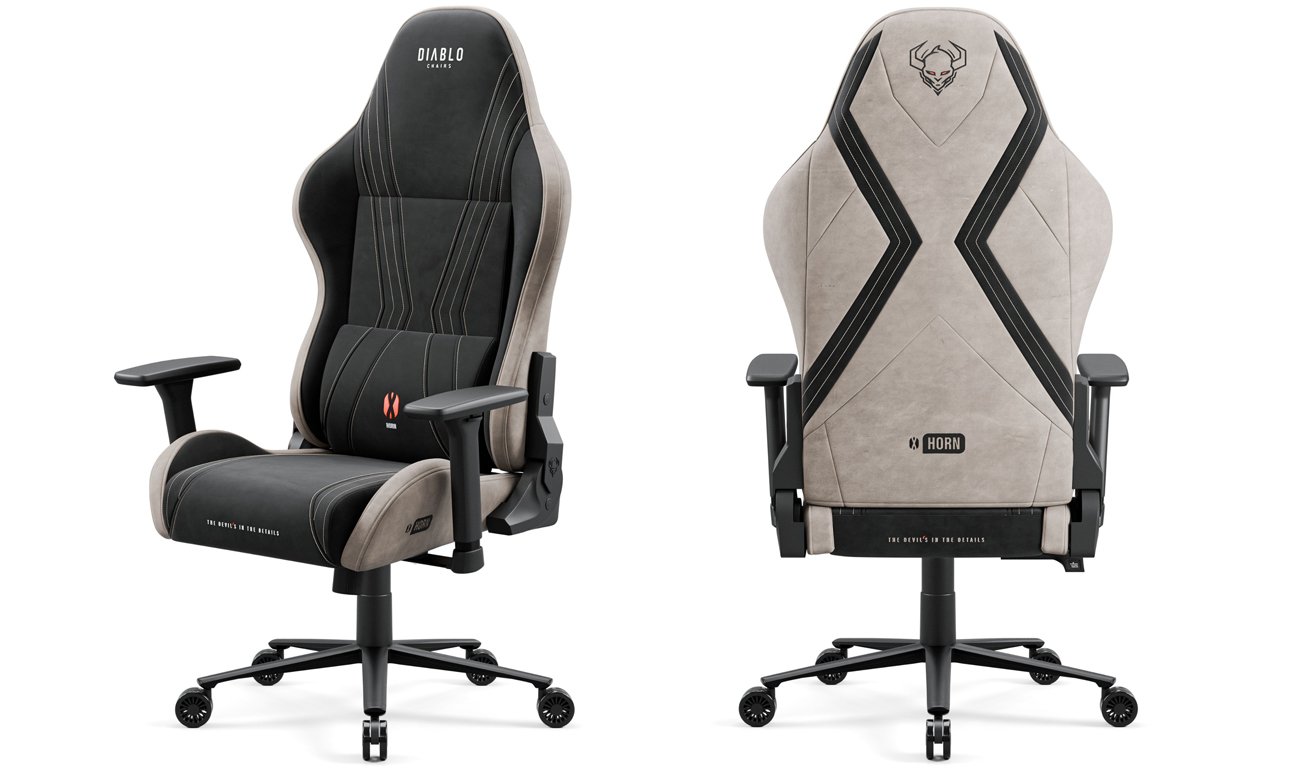 Diablo Chairs X-Horn 2.0 Normal Size Camel Black Tkanina - Widok od przodu i od tyłu