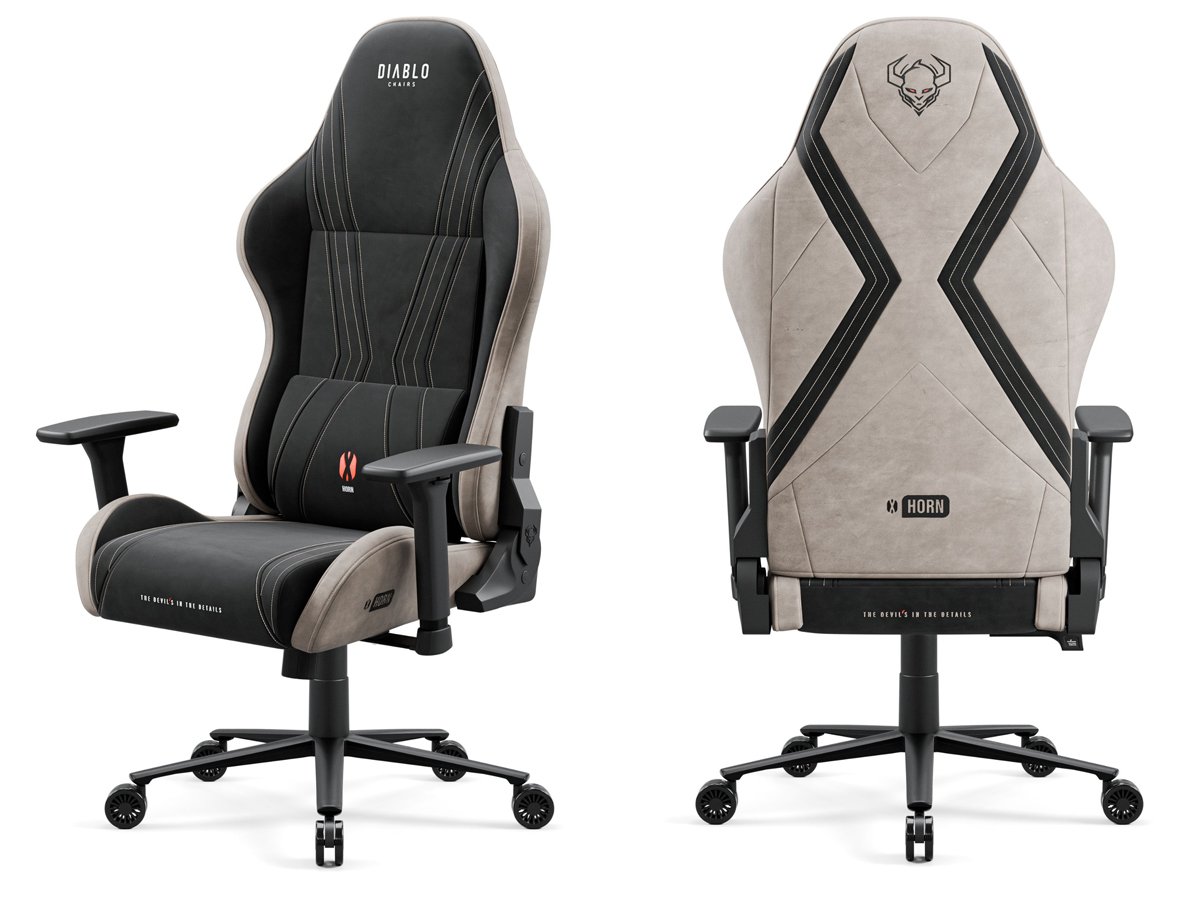 Diablo Chairs X-Horn 2.0 Normal Size Camel Black Tkanina - Widok od przodu i od tyłu