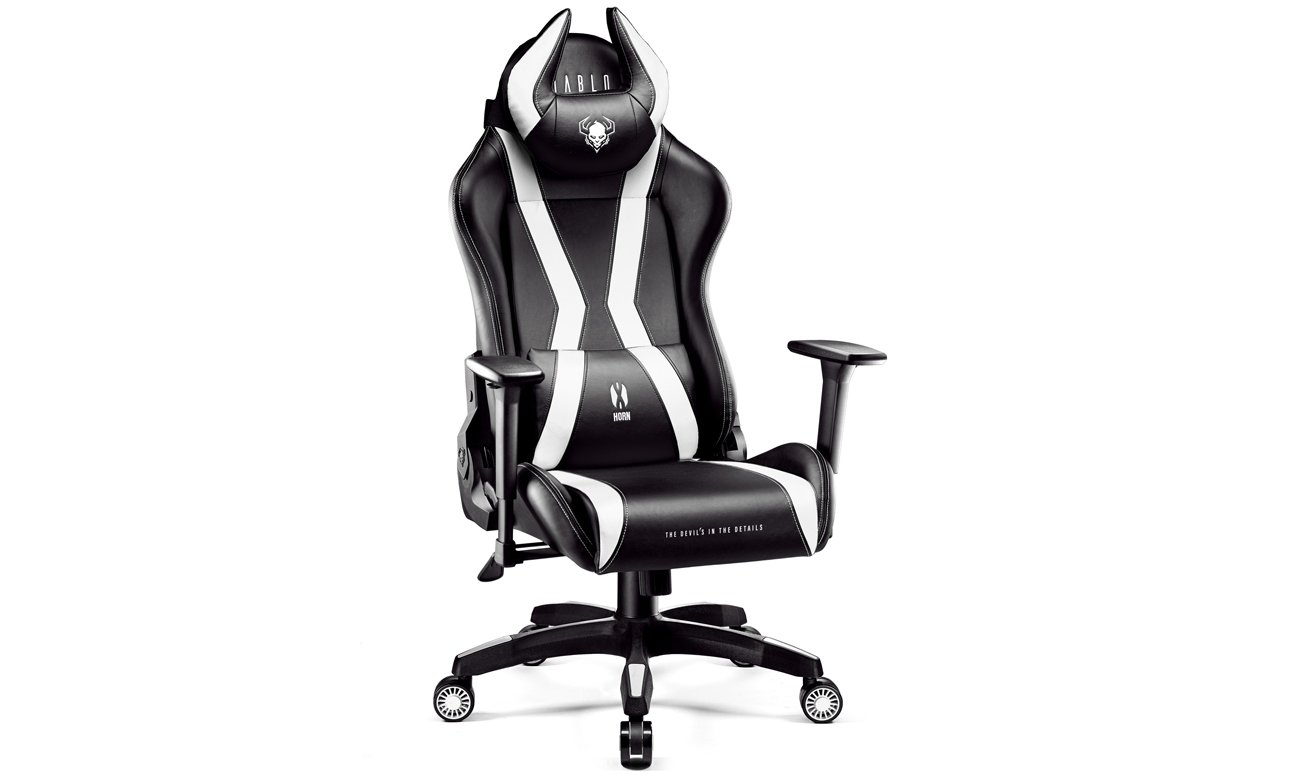 Fotel gamingowy Diablo Chairs X-Horn 2.0 Czarno-biały - Widok od przodu pod kątem