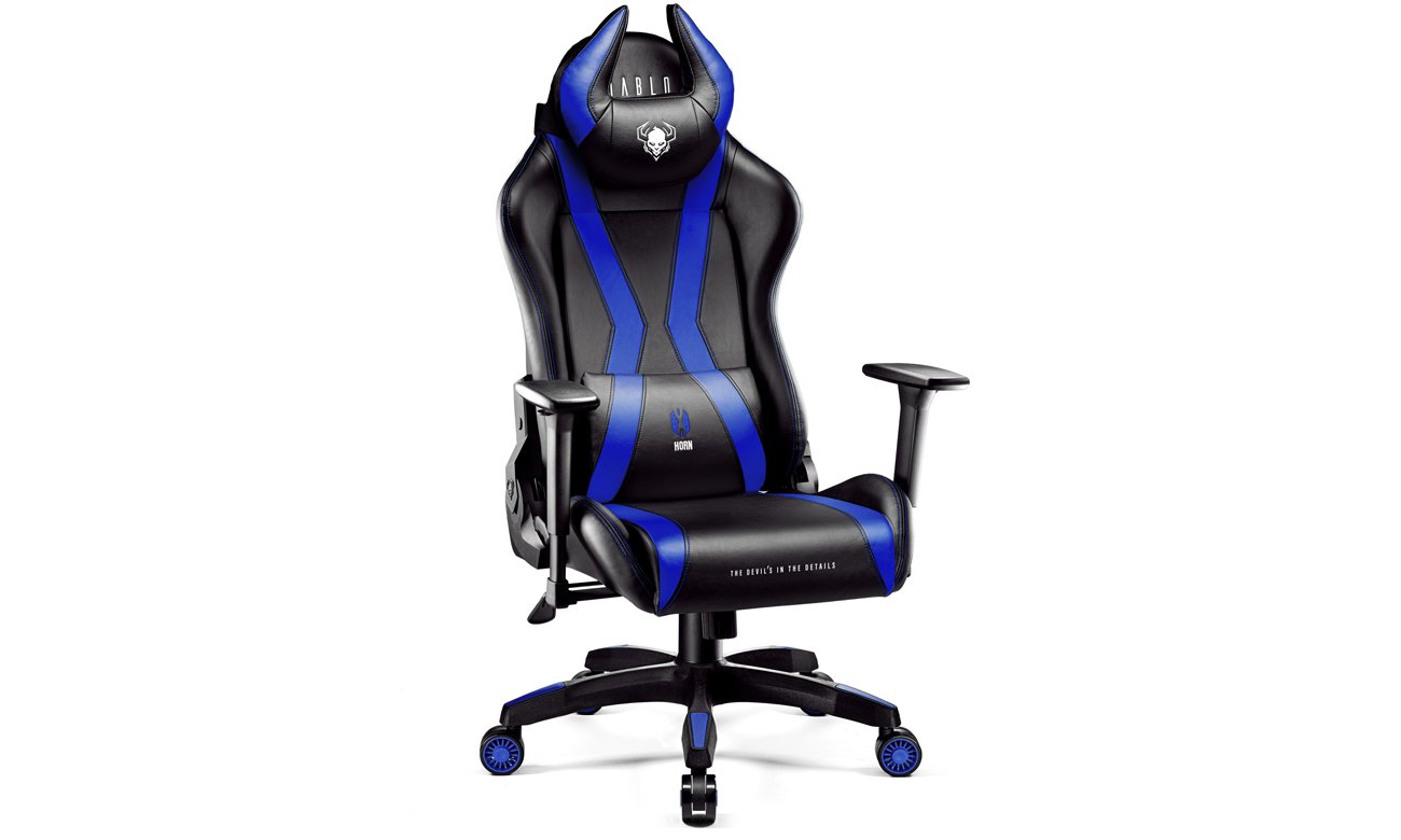 Fotel gamingowy Diablo Chairs X-Horn 2.0 Czarno-niebieski - Widok od przodu pod kątem