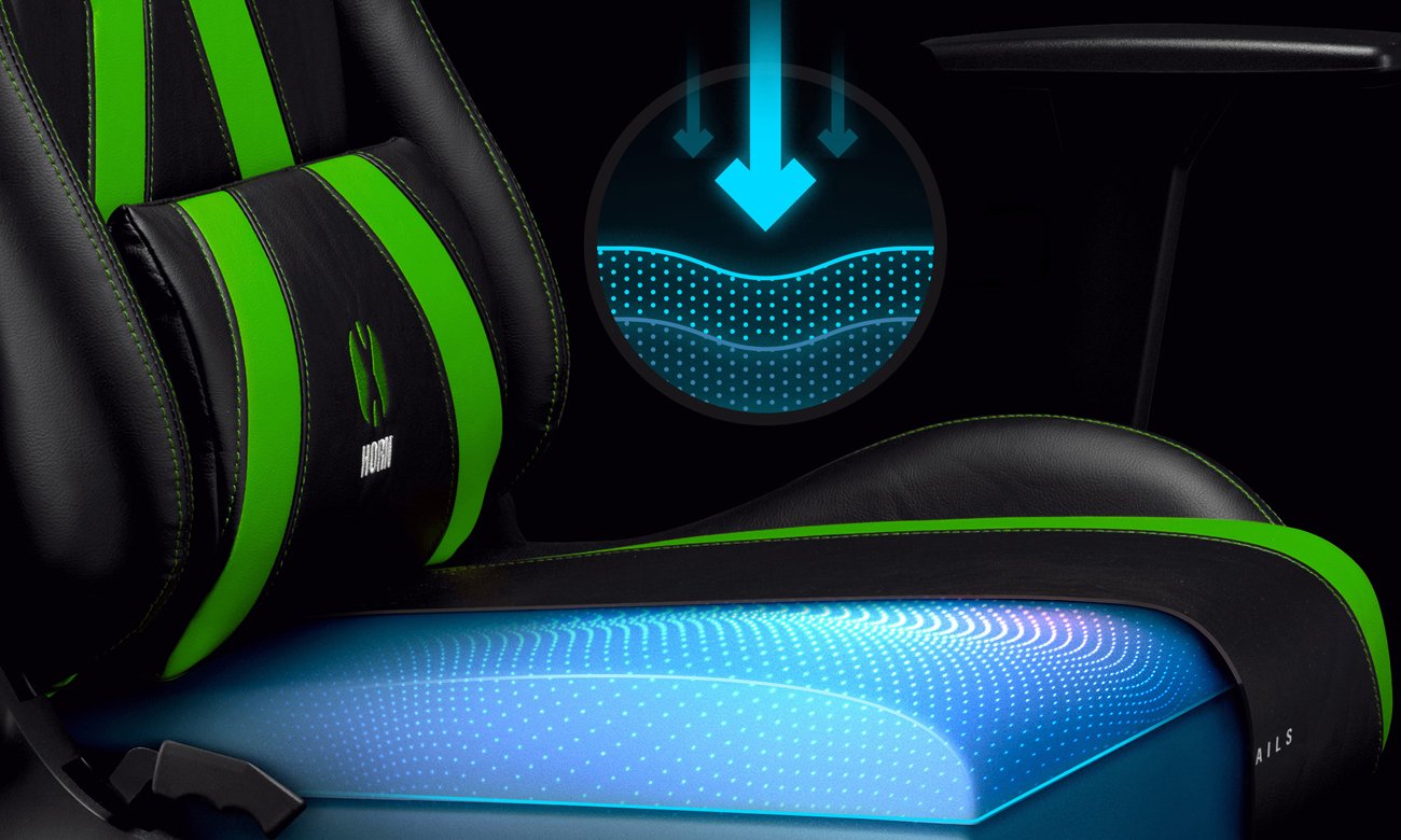 Fotel gamingowy Diablo Chairs X-Horn 2.0 Czarno-zielony - Wygoda dzięki piance HR