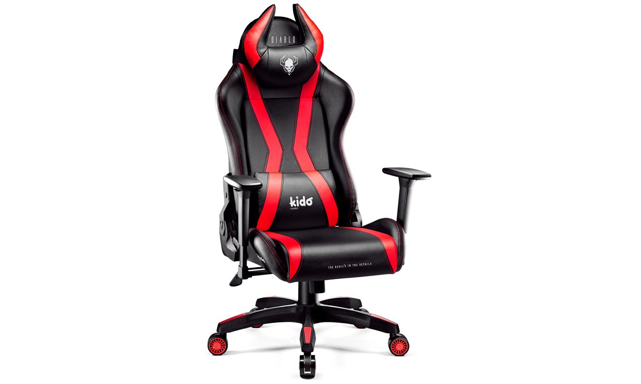 Fotel gamingowy Diablo Chairs X-Horn 2.0 Kids Size Czarno-czerwony - Widok od przodu pod kątem