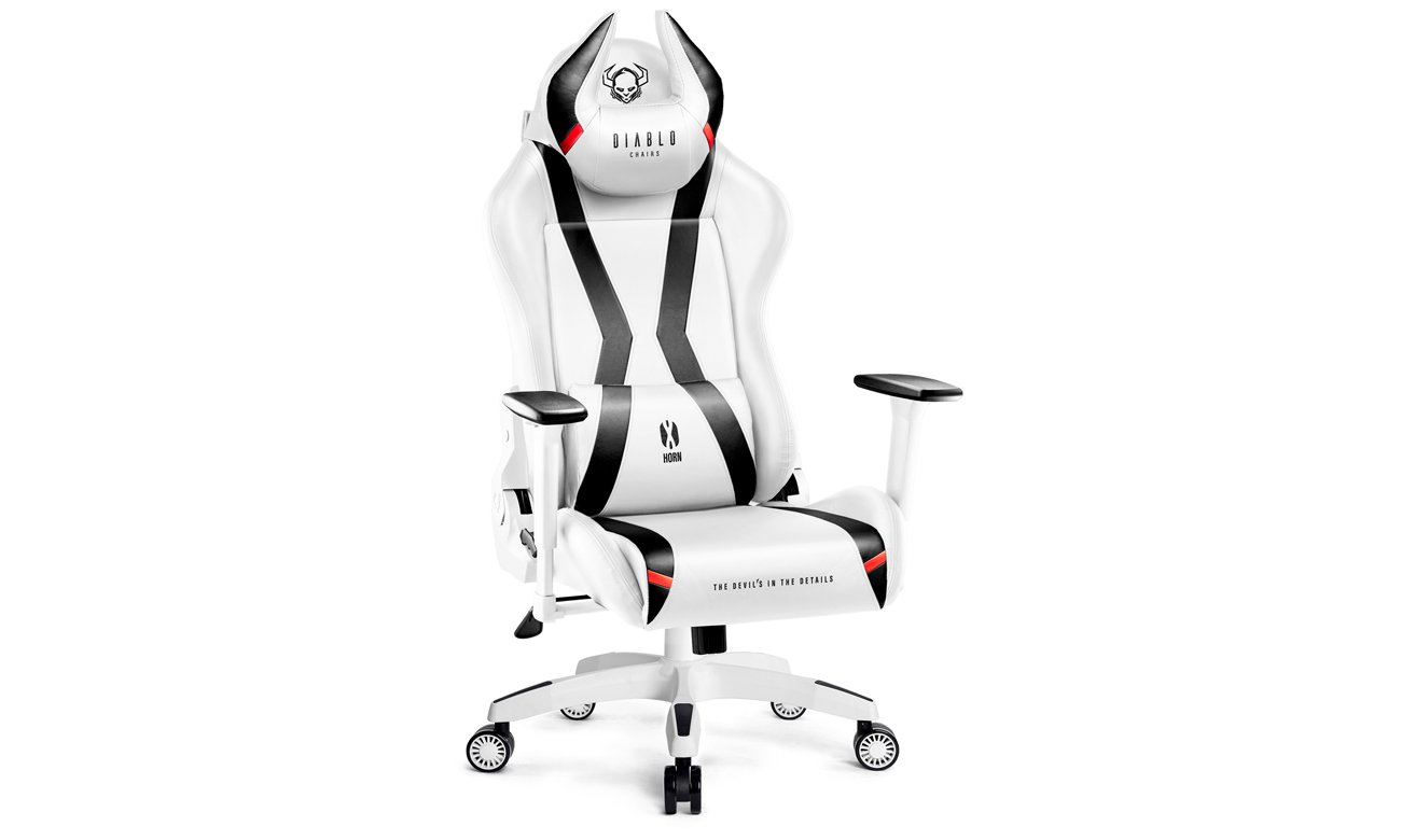 Fotel gamingowy Diablo Chairs X-Horn 2.0 King Size Biało-czarny - Widok od przodu pod kątem