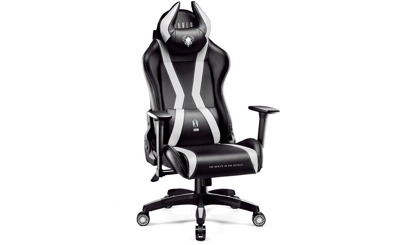 Fotel gamingowy Diablo Chairs X-Horn 2.0 King Size Czarno-biały - Widok od przodu pod kątem