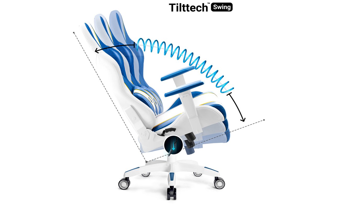 Fotel gamingowy Diablo Chairs X-One 2.0 Aqua Blue - Regulowanie ustawień fotela