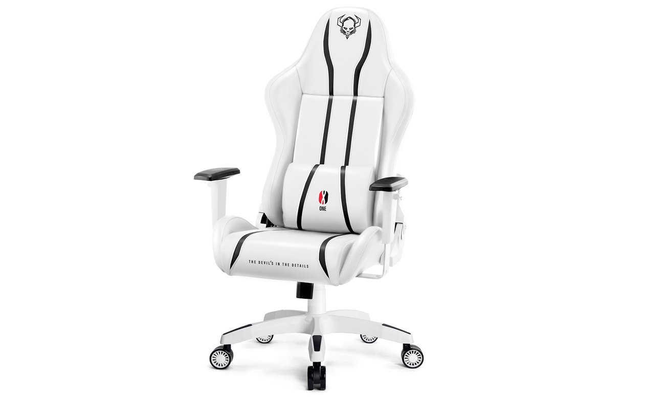 Fotel gamingowy Diablo Chairs X-One 2.0 Biało-czarny - Widok od przodu pod kątem